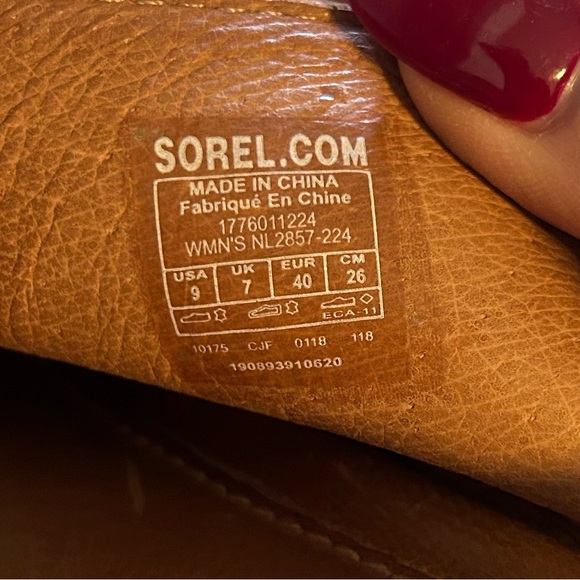 Sorel Nadia Camel Brown Leather Slingbacks Wedge Heeled Sandals - Picture 9 of 16